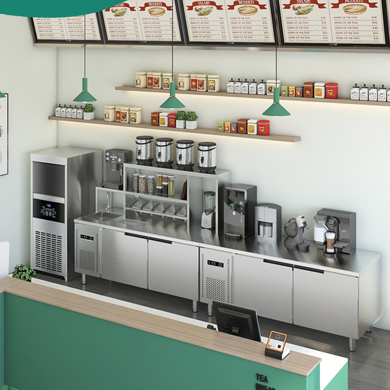 水吧台商用工作伊德欣操作台定制冷藏柜饮品汉堡机器奶茶店设备全