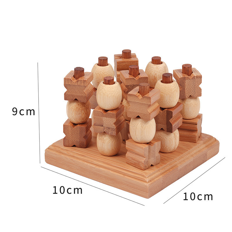 Cross-Border XO Chessboard Tic Tac Toe Tictactoe Jiugongge Chess Wooden Toy Toddler Circle Fork Wooden