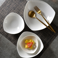 不规则创意三角盘陶瓷水果盘蔬菜沙拉碗盘子骨瓷菜盘家用碟子餐厅