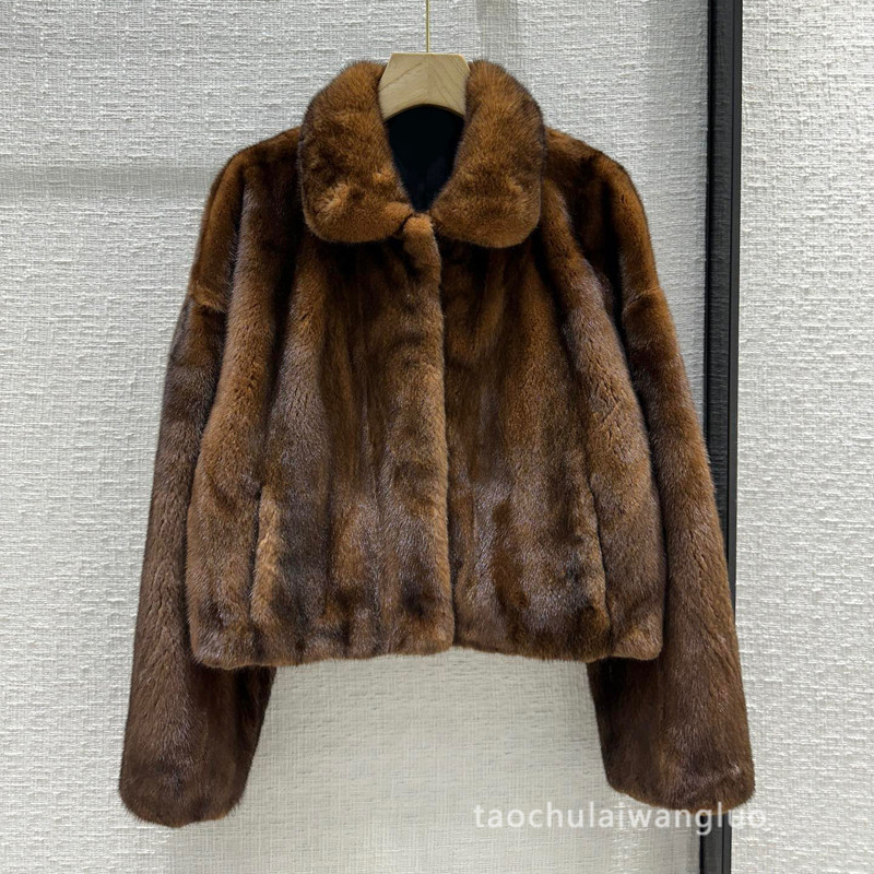 水貂毛皮草大衣奢华名媛贵妇高级感重工毛绒貂皮短外套冬 bw63222