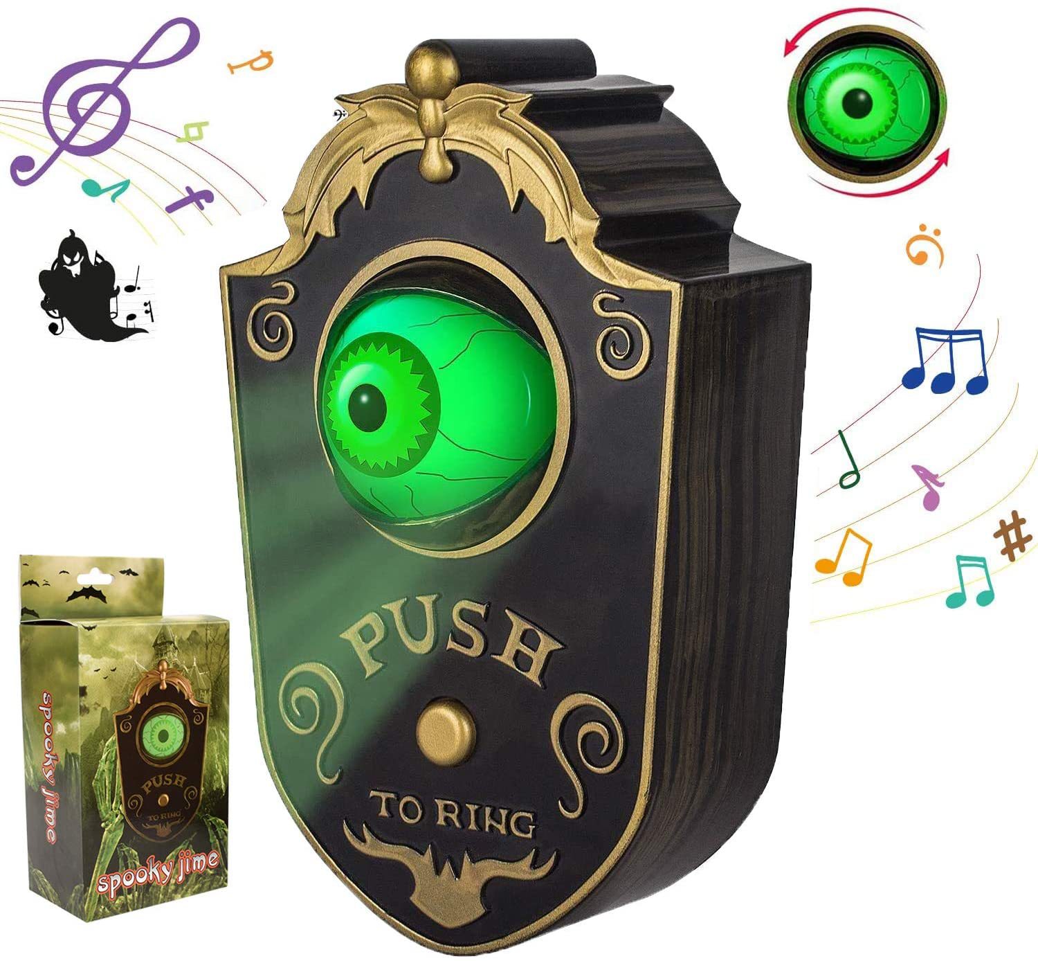 Halloween One-Eye Doorbell Decoration Ghost Festival Door Hanging Whole Pendant Sound Luminous Doorbell Decoration Arrangement Props