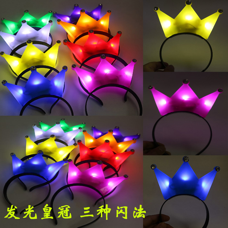 Stall Toys with Text Logo Luminous Headband Flash Crown Hair Clasp Luminous Headband Luminous Toys Wholesale