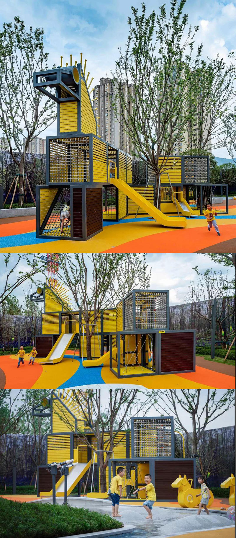 小区游乐设备厂家批发房地产大型社区儿童组合滑梯游乐场规划设计