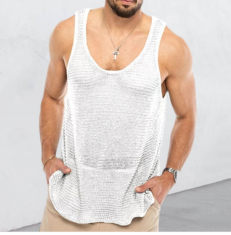 Men's Loose-Fit Sleeveless Knitted Tank Top - Comfortable Fit