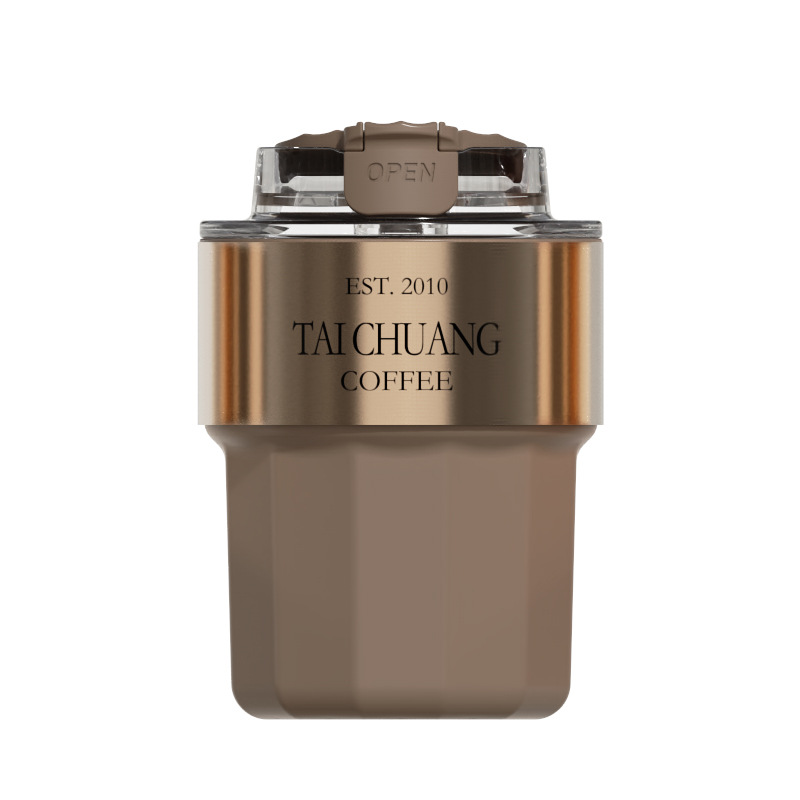 台创鎏金咖啡杯咖啡保温杯办公室随行提手保温杯轻奢杯