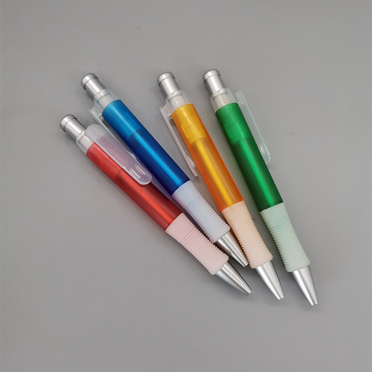 984老款圆珠笔银色笔尖笔帽白色握把透明磨砂笔杆中性笔中油笔学