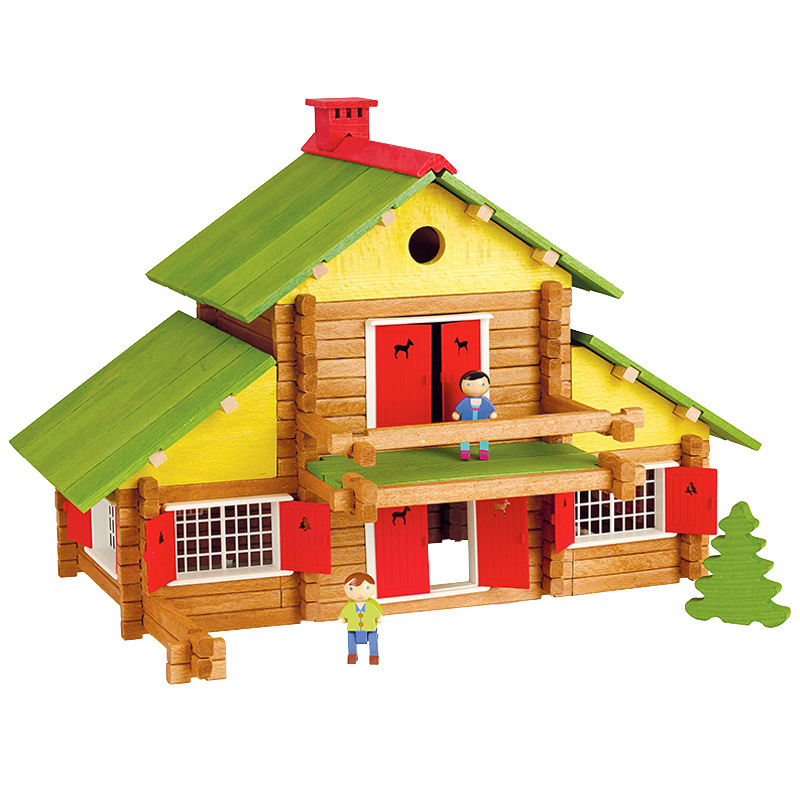 法国经典积木小屋拼插结构房子盖房益智建筑欧洲