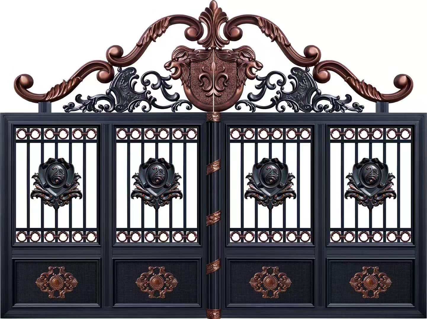 河源欧式铝式铝艺大门雕花艺术双开别墅大门农村庭院铝板进户门