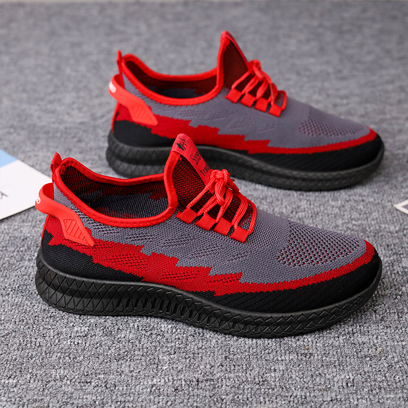 Cross-Border New Arrival Casual Men's Shoes Breathable Flying Woven Wild Running Sports Shoes Men's Trendy Comfortable Factory Wholesale