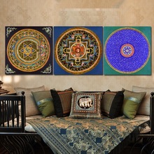 西藏唐卡民族装潢画现代客堂中式瑜伽挂画笼统复旧沙发背景墙壁画