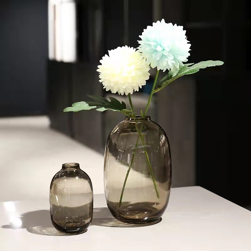 简约小清新玻璃透明花瓶 桌面花插小口细长玫瑰花瓶客厅迷你摆件