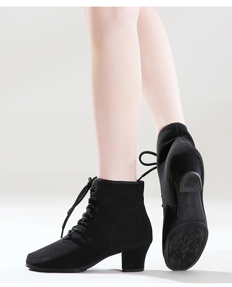 舞帕广场舞鞋女士中高跟高帮中老年软底水兵国标爵士舞蹈鞋加厚