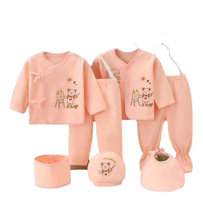 Plastic Bag Cotton Newborn Seven-Piece Newborn Baby Rompers Baby Match Sets Clothing Supplies Gift Bag