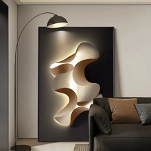 现代轻奢沙发后背景墙装饰画抽象意式极简客厅挂画高级感落地壁画