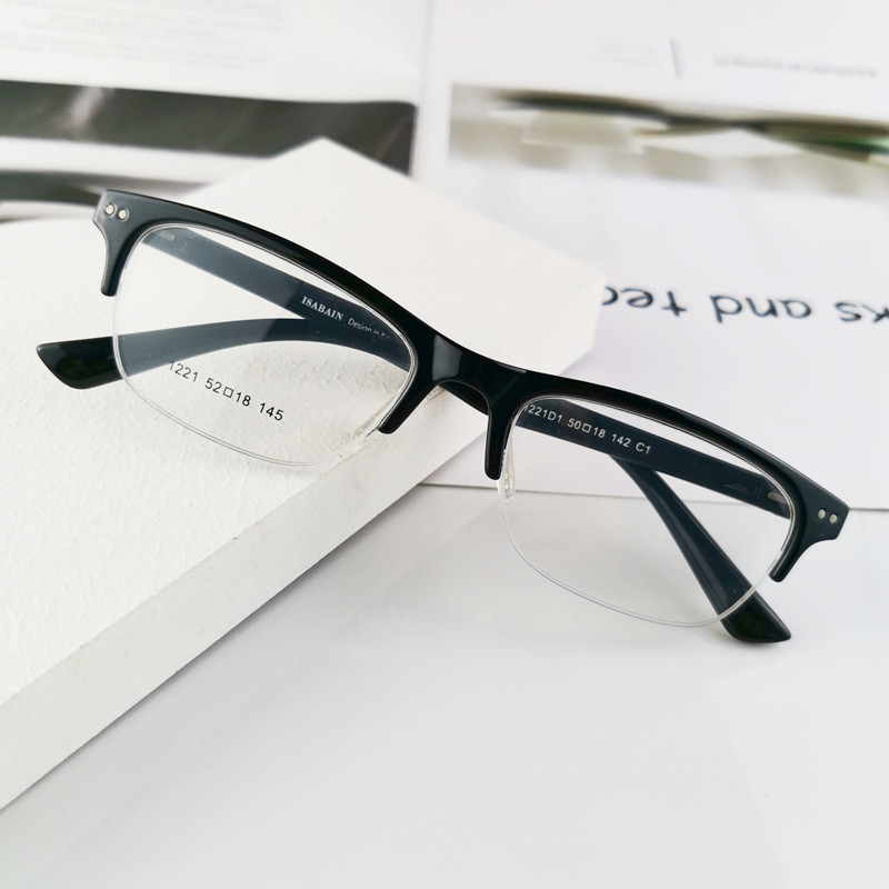 复古经典款方形米钉小框tr90超轻商务半框拉丝眼镜男近视眼镜框潮