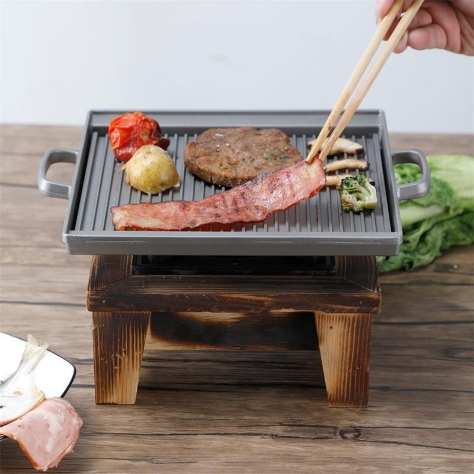 【送油刷】韩式烧烤盘日式烤肉盘户外烧烤盘波纹烤盘双层分离烤盘