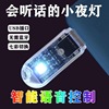 智能语音USB小夜灯插电炫彩LED灯便携声控人工控制床头语音灯批发|ru