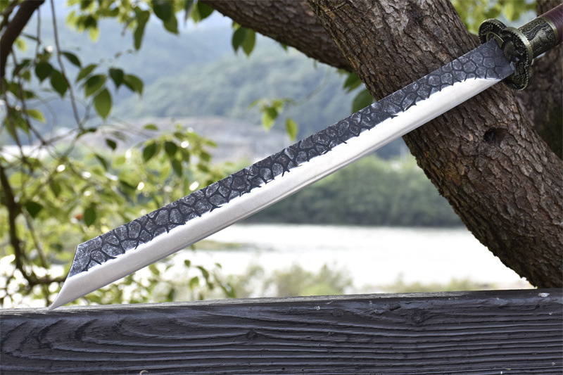 龙泉市刀剑手工锻打一体康熙战刀复古长刀影视冷兵器双手刀未开刃