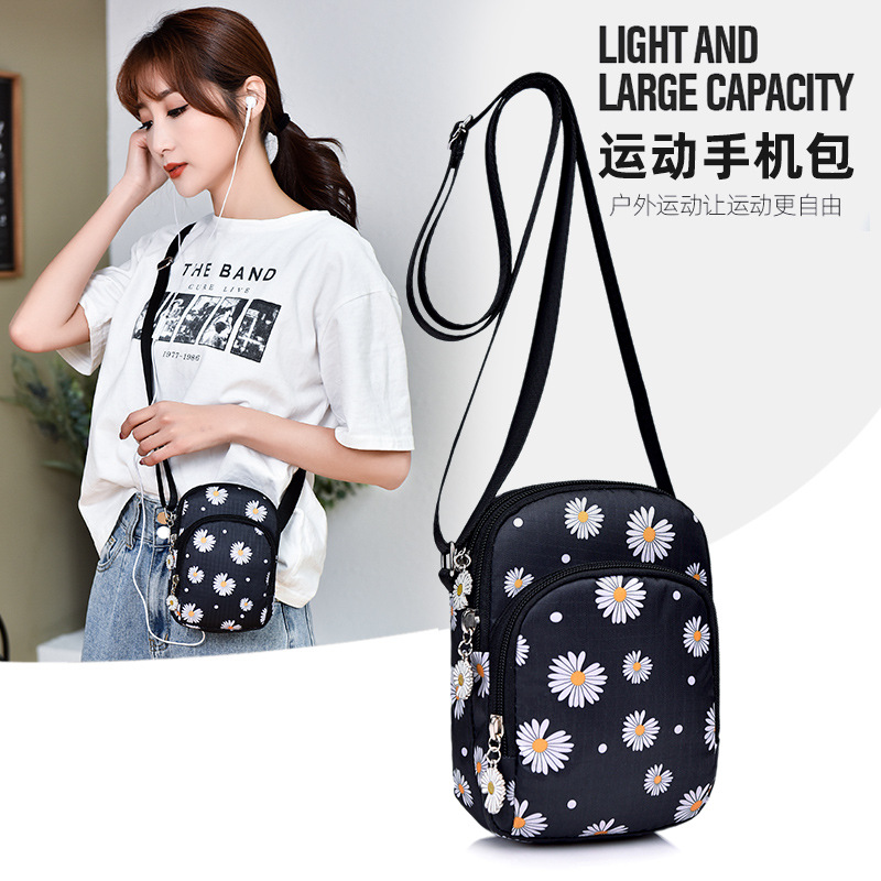 Three-Layer Oxford Cloth Waterproof Women's Crossbody All-Matching Mini Phone Bag Multi-Layer Summer Canvas Shoulder Bag