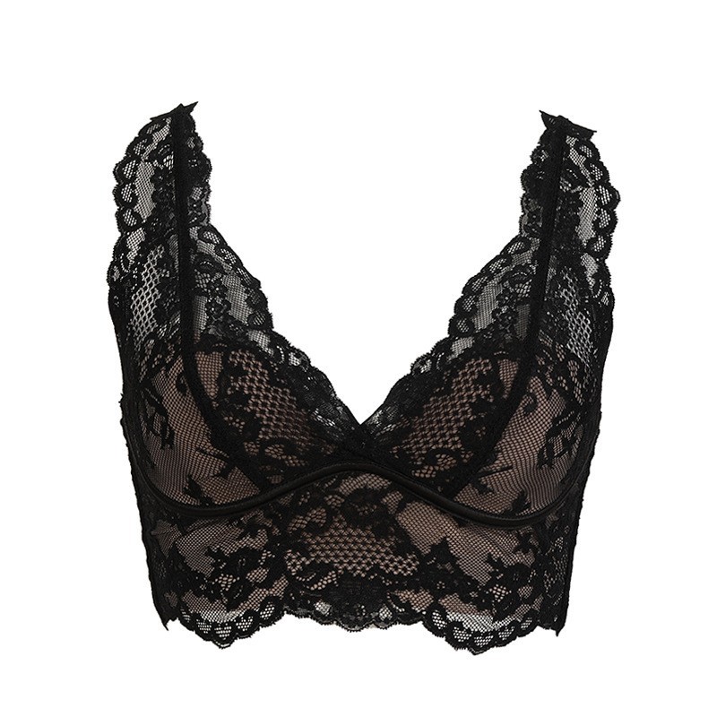 High Luxury Full Lace Thin Beauty Back Sexy Bralette Wireless Vest Underwear Women's Bra Bra