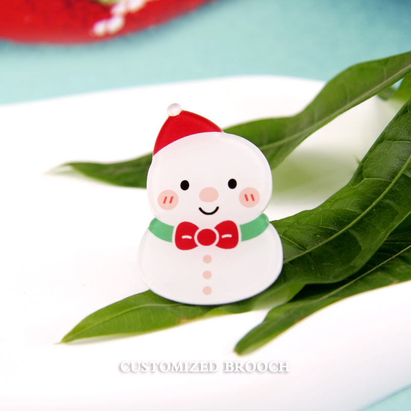 INS Cartoon Cute Santa Claus Brooch Christmas Holiday Gift Acrylic Badge Bag Accessories Small Pendant