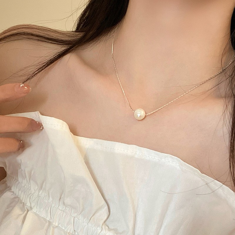 Simple Double Layer Twin Natural Pearl Necklace for Women Ins Cold Style Fashion Personalized Clavicle Chain All-Match High Sense