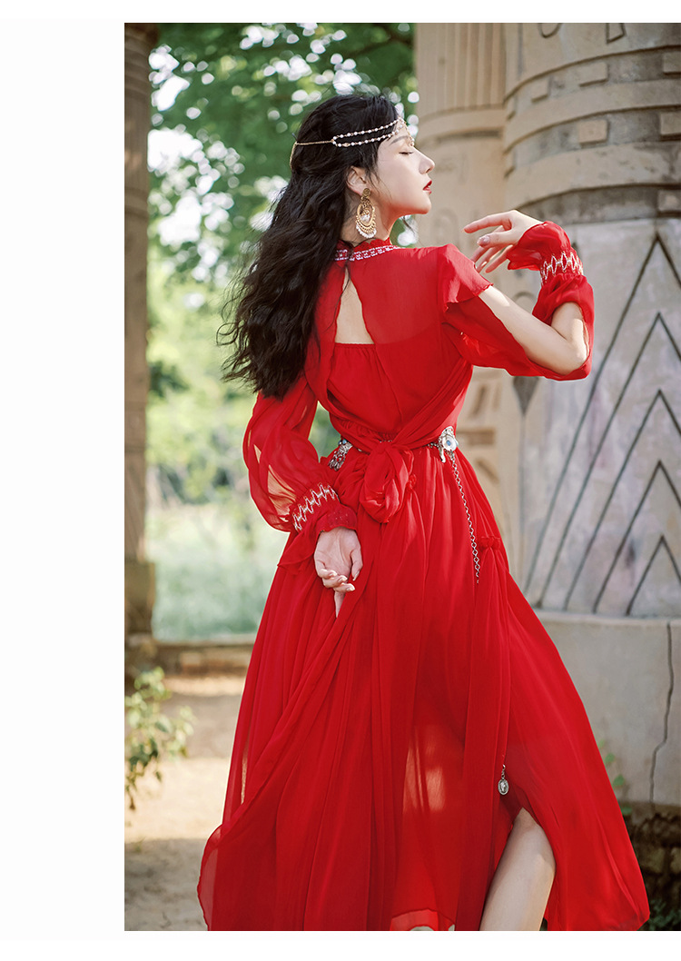 敦煌异域风情印度新疆民族风女装西域公主连衣裙沙漠拍照衣服