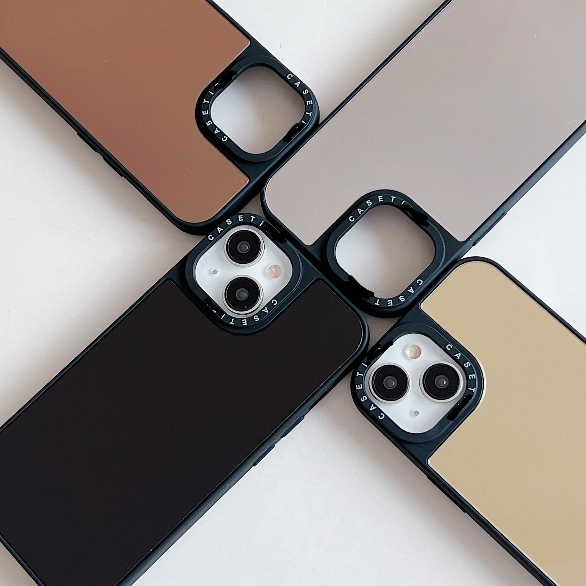 适用苹果iphone12 pro xsmax镜子镜面保护套7g摄像头带字母手机壳