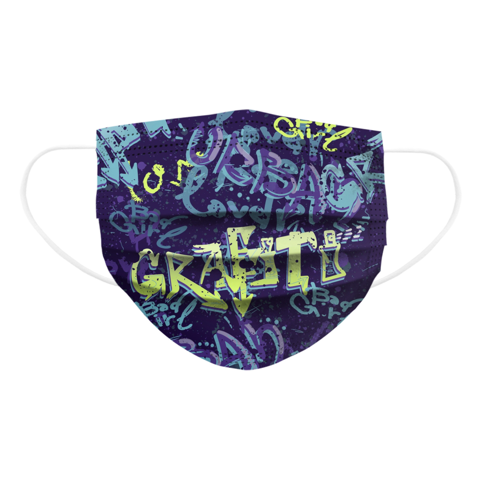 涂鸦儿童口罩新款潮口罩新款水刺熔喷透气过滤一次性三层防护口罩