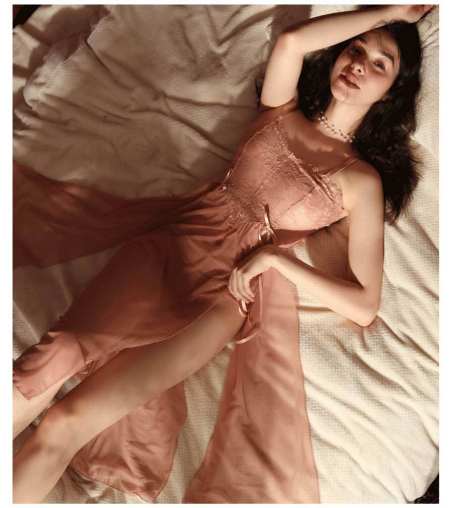 新款性感睡衣女秋季透明薄纱长款情趣内衣挑逗诱惑吊带睡裙家居服