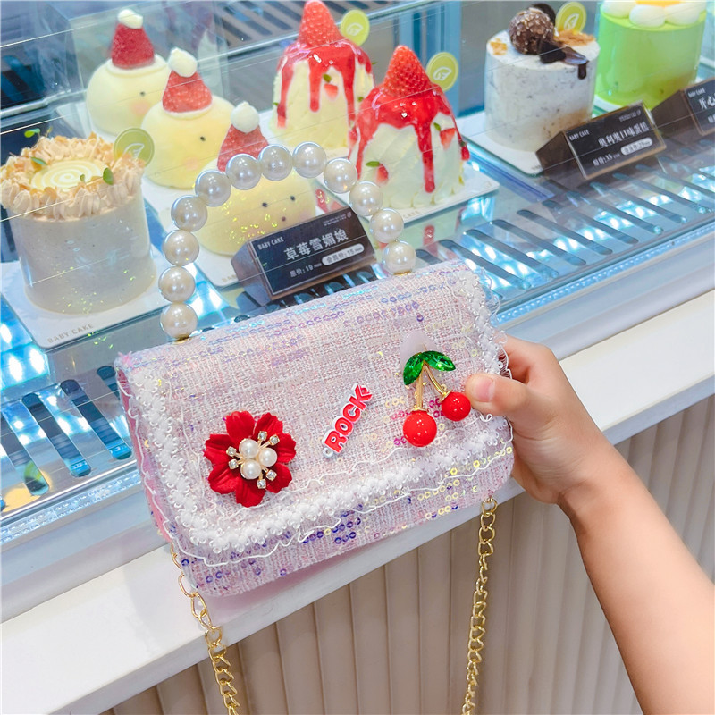 Children's Bag Cute Wild Cotton and Linen Messenger Bag New Classic Style Pearl Tote Accessories Coin Purse Wholesale