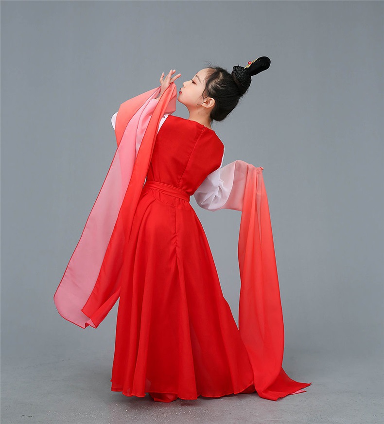 新款儿童古典舞水袖采薇舞蹈服装女中国风飘逸仙女惊鸿舞演出服