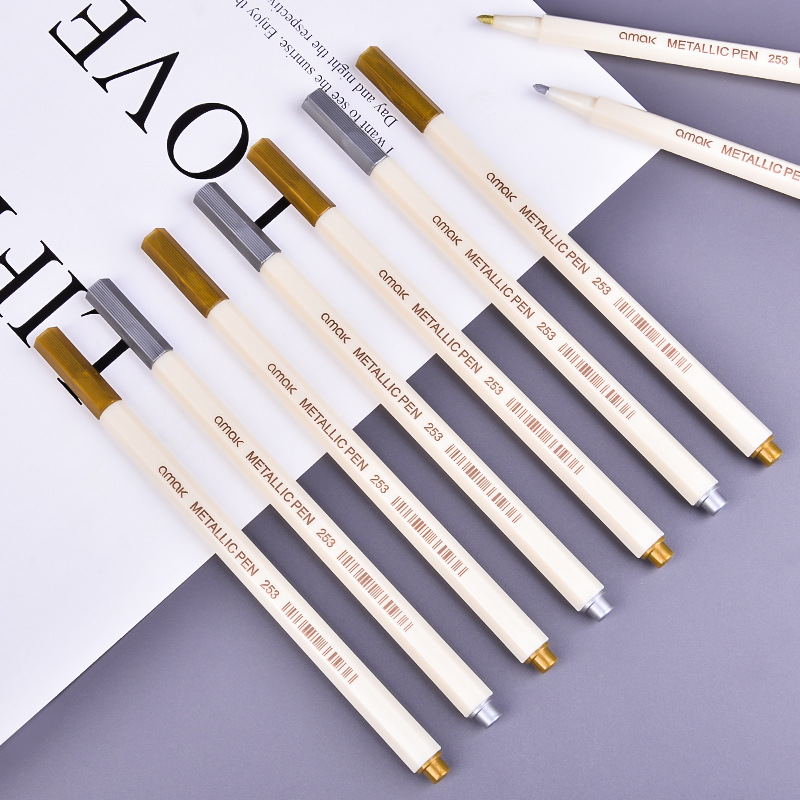 亚马克253彩色金属笔硬头签字笔火漆印章黑卡绘画涂鸦马克笔批发