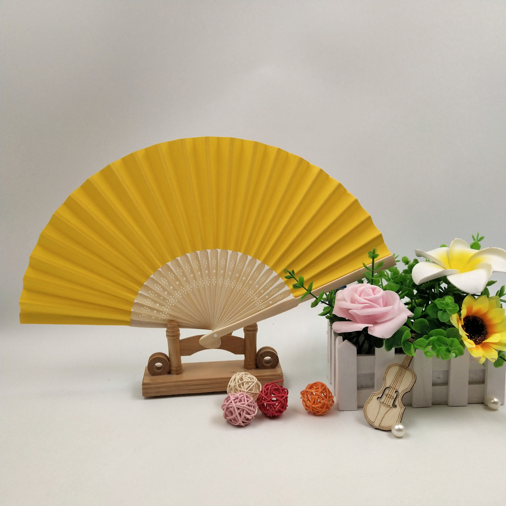 中国风折扇定制古风扇子 来图印刷logo广告 宣纸折扇素色纸扇定制