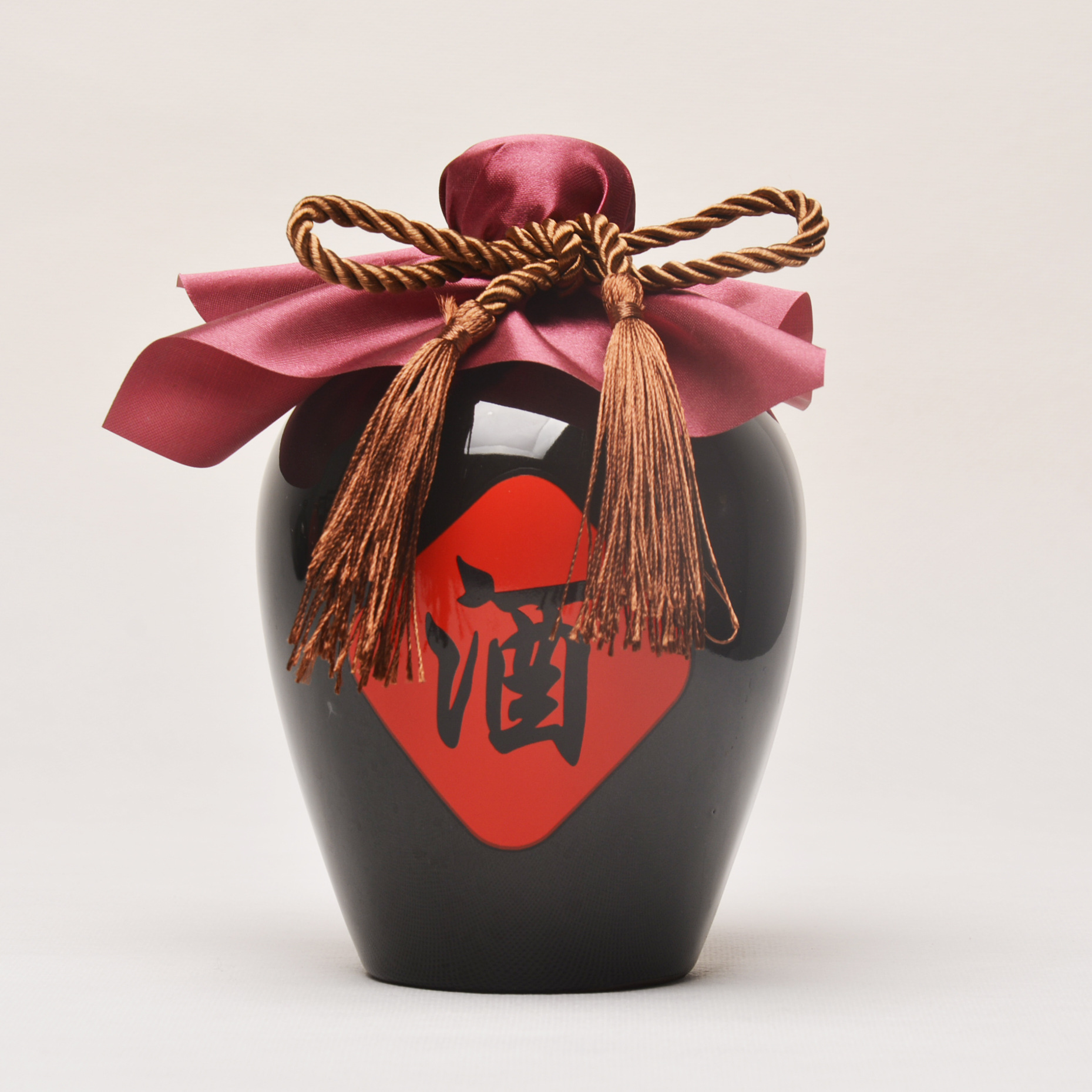 宜兴土陶 陶瓷酒坛酒瓶烤花酒字1斤黑釉光瓶配陶瓷盖酒罐家用窖藏