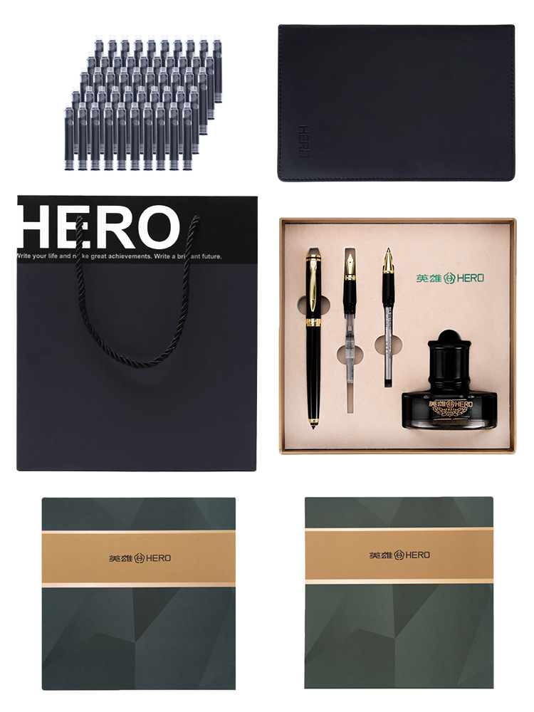 英雄牌钢笔6177成人商务办公男士女学生专用练字书法钢笔美工礼盒