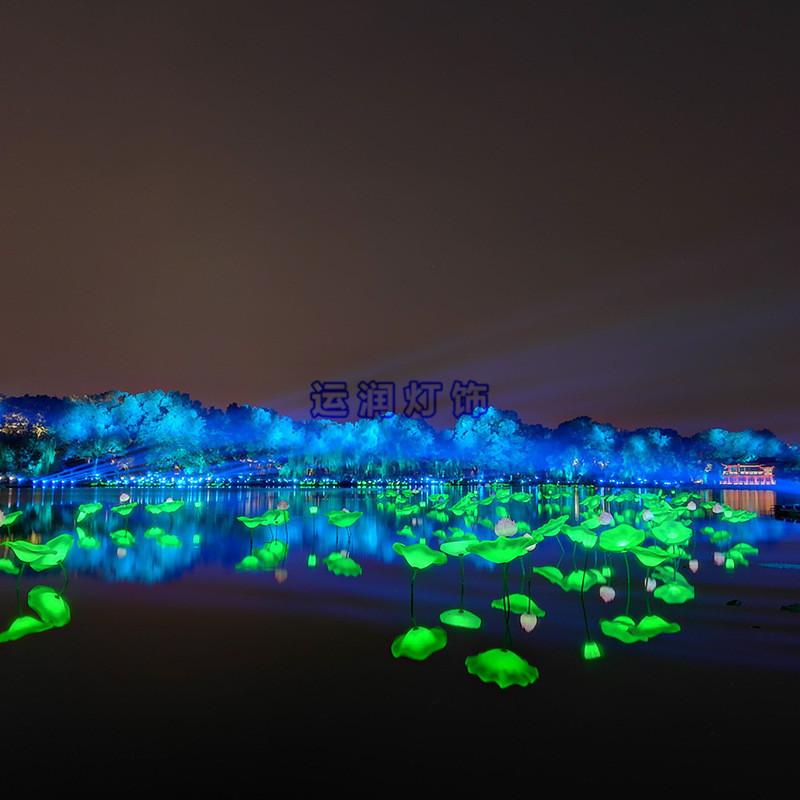 公园亮化热销led仿真荷花灯防水rgb七彩莲花灯饰水面户外照明