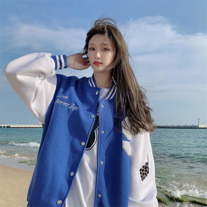 sweater jacket women‘s spring and autumn thin fleece jacket korean style student loose fashion versatile baseball uniform ins fashion