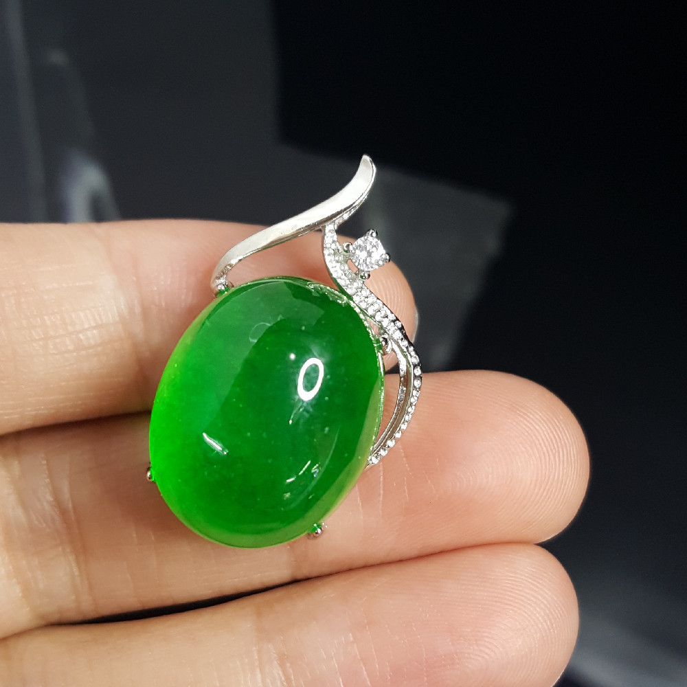 s925银大蛋面吊坠空托 石位15x20 16x21 17x22 19x24 30x40mm镶嵌