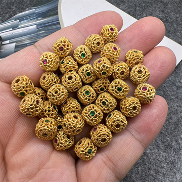 镀18k古法金烧蓝转运珠隔珠文玩串珠手链吊坠配饰沙金旗袍辅料纽