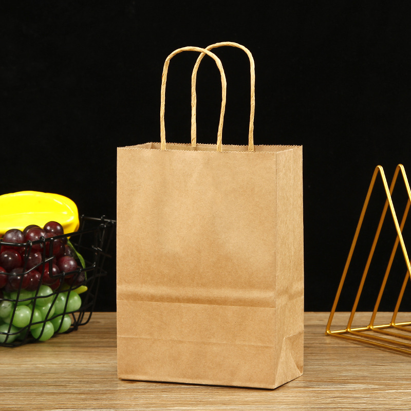 Factory in Stock Kraft Paper Bag Milk Tea and Coffee Takeaway Packing Bag Shopping Gift Portable Paper Bag Custom Logo