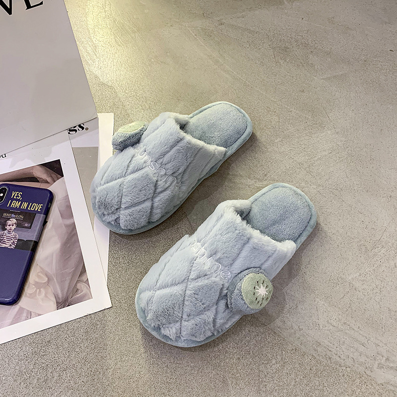 New Cotton Slippers Women Couple Cute Home Warm Non Slip Cotton Slippers Cotton Slippers Confinement Shoes Winter Fashion Plush Slippers