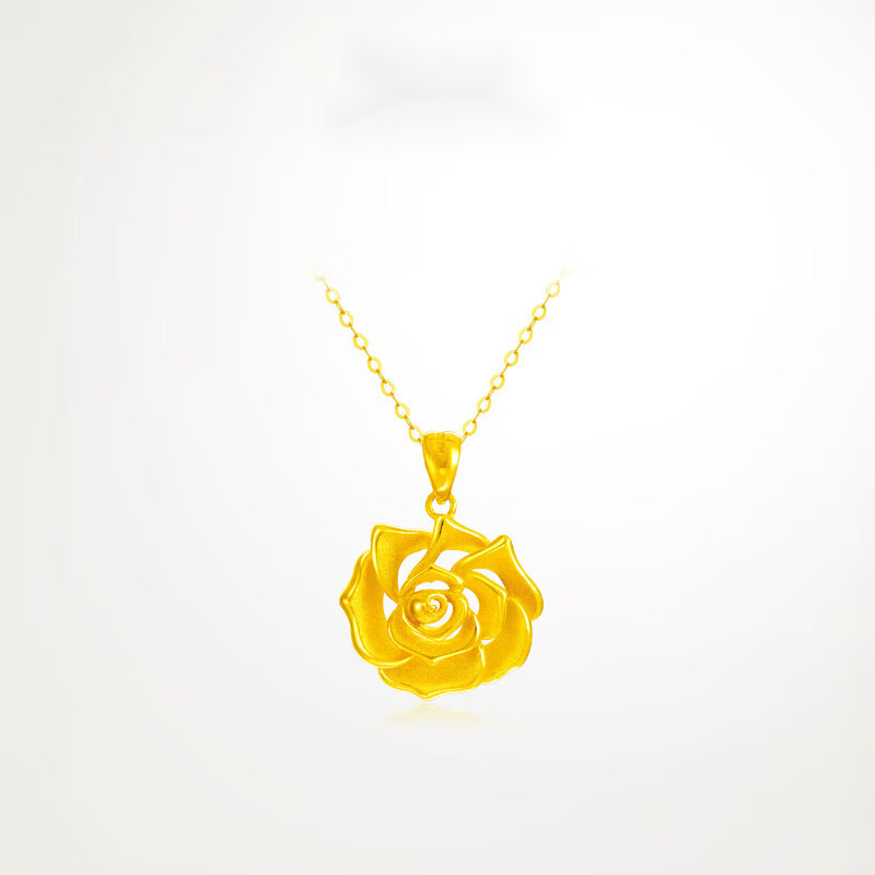 老凤凰黄金玫瑰花吊坠时尚项链送女友生日礼物女士送妈妈元旦送礼