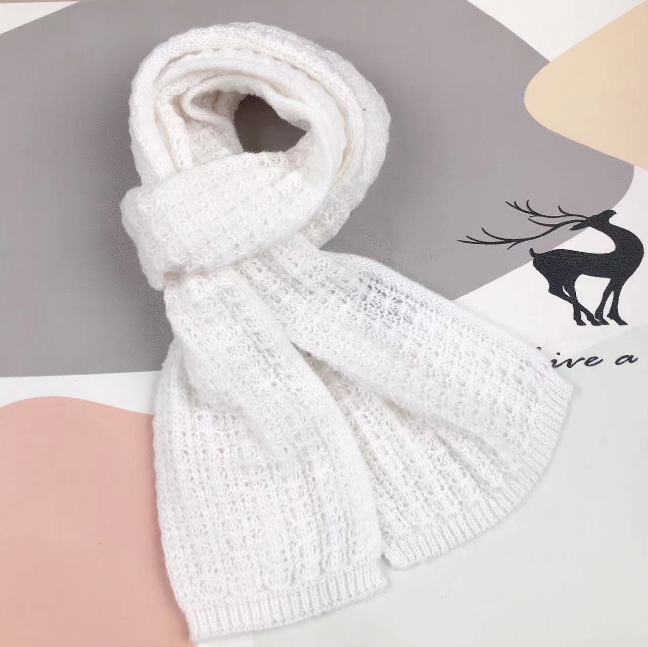 spot crocheted hollow scarf korean japanese student striped knitted shawl autumn and winter girl warm knitted scarf