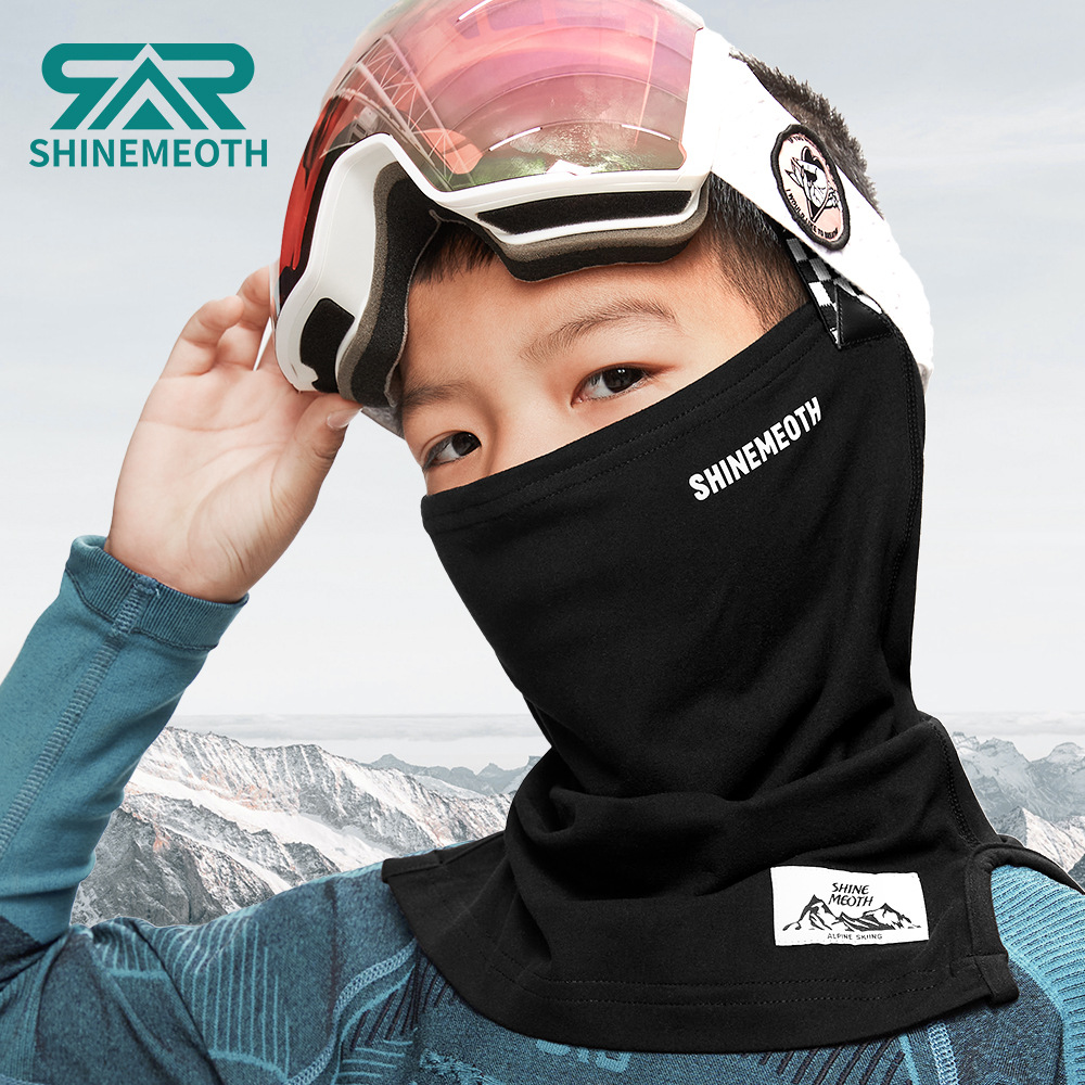 晒莫斯滑雪面罩v型半包护脸儿童滑雪面罩硅胶防滑发带保暖面罩