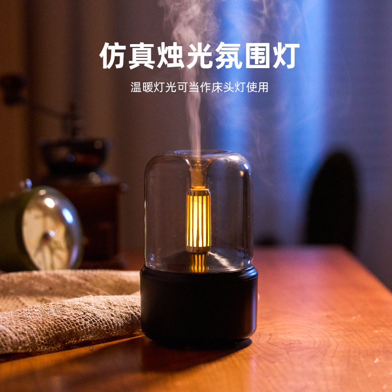 2022 New Simulation Candle Light Aroma Diffuser Creative USB Desktop Aromatherapy Ambience Light Home Cross-Border
