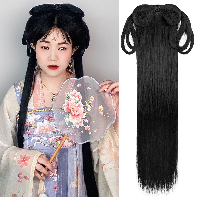 汉服假发全头一体式懒人古装发髻日常景区旅游蛋白丝古风长发包女