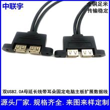 主板2口USB插针转双USB母线可固定螺丝孔杜邦9p机箱USB母头双USB