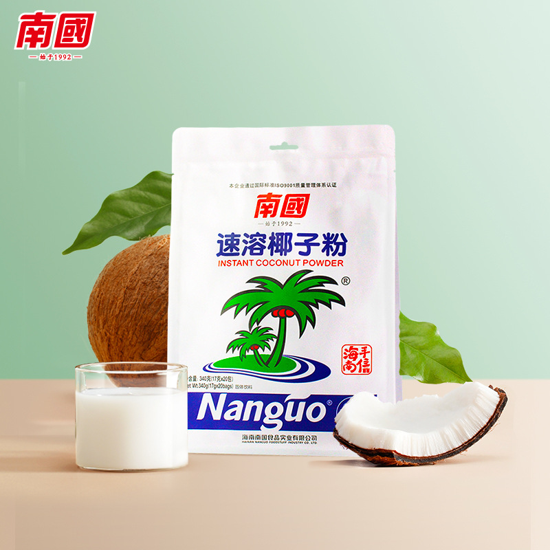 南国食品海南特产速溶椰子粉340g袋装椰子原浆冲泡早餐椰汁椰子粉