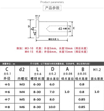 【m6】铝种焊螺母柱 管型内桶式带点电焊柱母铝材料gb602.